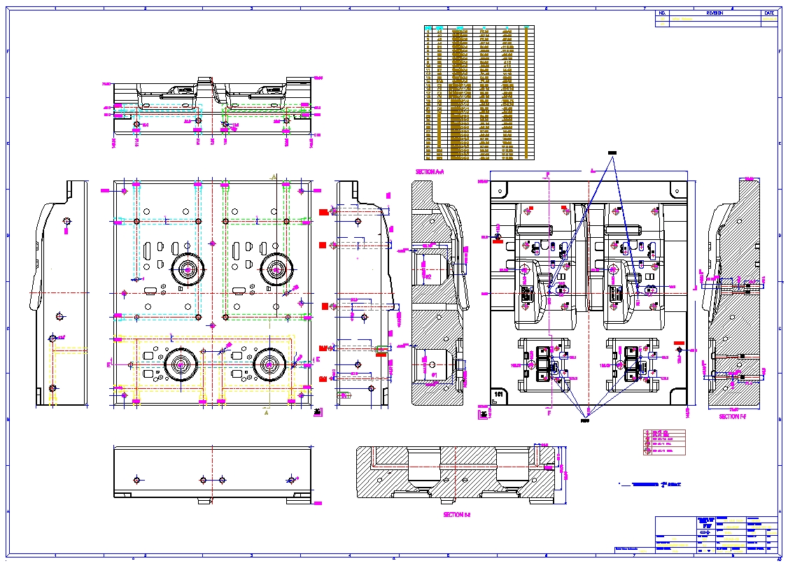 【專業案例】注塑模具主模仁2D加工圖完整標注展示